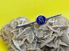 VINTAGE HANDMADE STERLING SILVER 925 TIE PIN. BLUE LITTLE DISK WITH LETTER M. OR