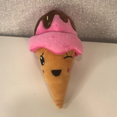 Dan Dee Collectors Choice Ice Cream Plush Pink Sprinkles Cone Backpack Clip 6" - Image 1 of 3