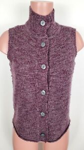 J JILL Sweater Womens XS Wool Alpaca Blend Sleeveless Button Front Purple Warm