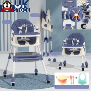 Adjustable 4-In-1 Baby Highchair Infant High Foldable Feeding Seat Toddler Table - Picture 1 of 11