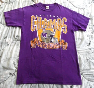 orig. 1991 Vintage Football T-Shirt *WASHINGTON HUSKIES NCAA National Champions* - Picture 1 of 5