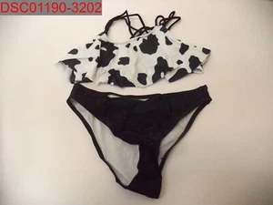 Soly Hux Girls Black White Cow Print Crisscross Back Swimsuit 150/12 X002X0M2U7 - Picture 1 of 6