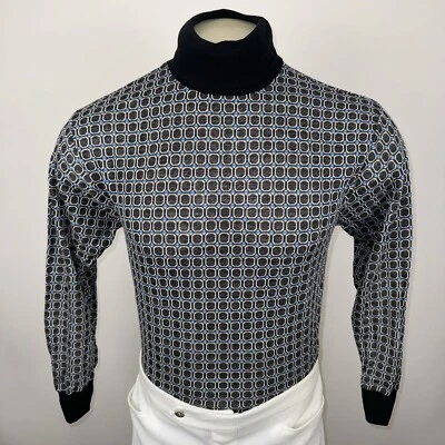 NOS 60s Knit Shirt Turtleneck Disco Hippie Shaft Nik MCM Mod Vtg NEW Mens Large - Image 1 of 4