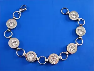 Set lunette in acciaio inox cz links bracciale uomo, 8"" lungo, 3/8"" largo - Foto 1 di 6
