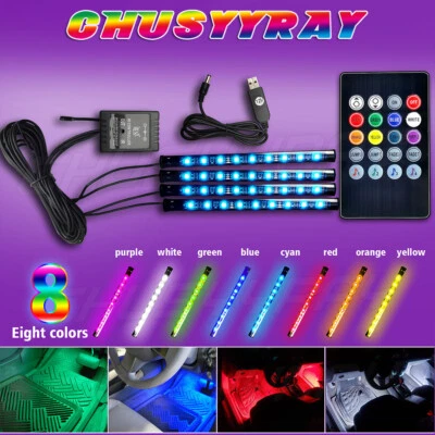 4*Car SUV Interior Decor Neon Atmosphere Light Strip Music Control NEW - Image 1 of 4