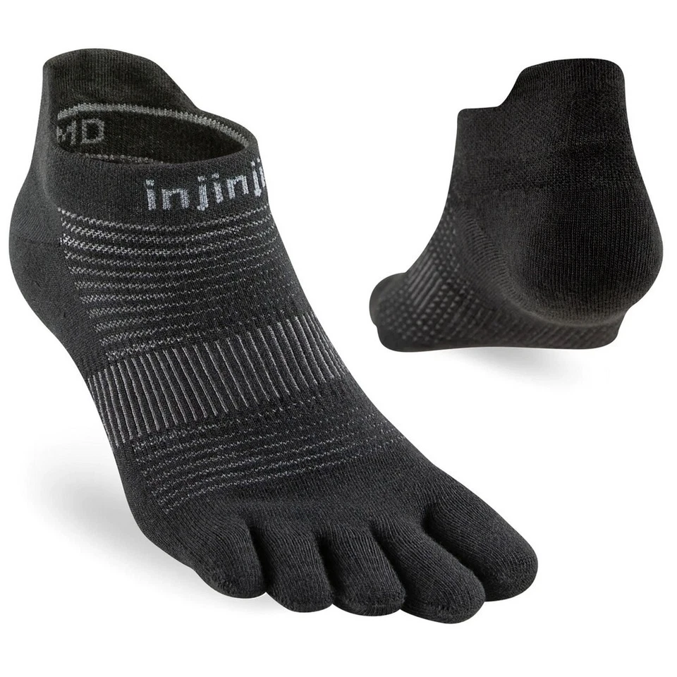 Injinji Run Lightweight No-Show Five Finger Running Toe Socks Black - Image 1 of 1
