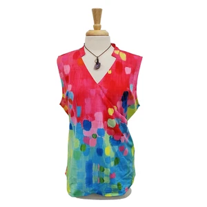 Womens Sleeveless Tie Dye Tank Top Plus Size 2XL V-Neck Summer Casual NWT - Picture 1 of 13