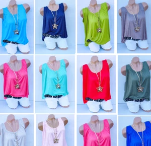 Italy Damen Top Bluse Tank Top Shirt Top Sommertop 38-40-42-44-46-48 - Bild 1 von 16