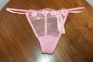 VICTORIA'S SECRET DREAM ANGELS V-STRING EMBROIDERED FLORAL LACE PINKE SIZE M - Picture 1 of 4