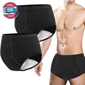 Incontinence Underwear for Men 2 Pack Washable Urinary Briefs with Front Absorb - Picture 1 of 12