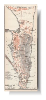 GIBRALTAR GRAN BRETAÑA España Mapa Original 1911 Foto 1 de 4