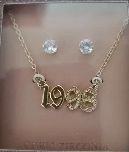 Necklace Crystal Letter Cubic Zirconia 1998 Birth Year Chain Gift Set (T13) - Picture 1 of 1