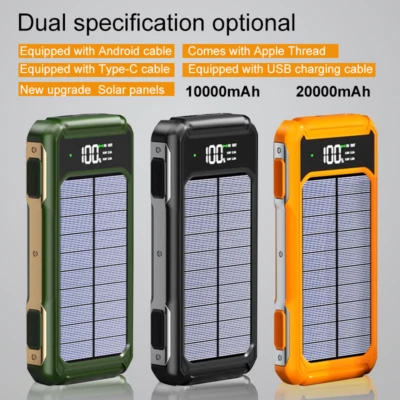 Portable Solar Power Bank 10000mAh External Battery for iphone Mobile Phone - Image 1 of 4