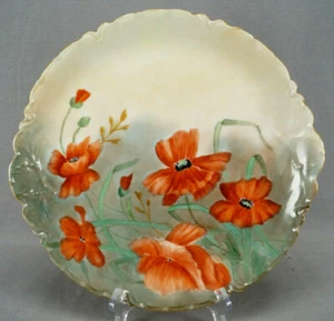 Haviland Limoges Hand Painted Red Poppies & Gold 13 Inch Charger Plate - Picture 1 of 9