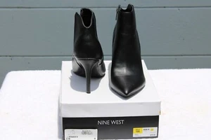 Nine West Women's Black Leather Ankle Zip up Bootie Size 8 - NWB - Picture 1 of 3