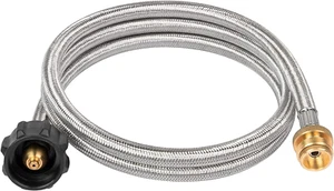 5FT Braided Propane Hose Adapter for Buddy Heater Coleman BBQ Blackstone Griddle - Picture 1 of 9