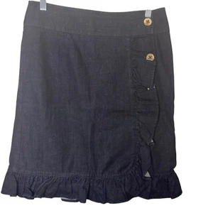 Leifsdottir Anthropologie Denim Ruffle Skirt Blue 8 bv - Picture 1 of 11