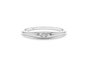 14K Solid Gold Star Signet Ring with Diamond - Perfect Gift Idea - Picture 1 of 6