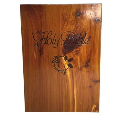 Cedar Holy Bible Keepsake Box Rose Wood Religious Decor UBC Local 2301 - Image 1 of 4