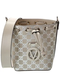 Valentino By Mario Valentino Jules Monogram Leather Bucket Bag Women's Grey - Picture 1 of 4