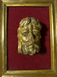Sculpture Tete De Christ Statue Antique Wooden Carved Golden 18 Century 18th - Picture 1 of 18