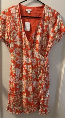 J Jill Petite Small Red Floral Wrap Dress NWT - Image 1 of 4
