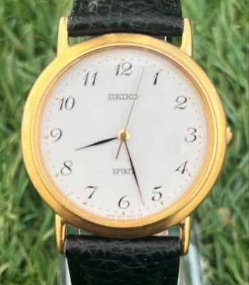 SEIKO Spirit Blanco Redondo Cuarzo Reloj Hombre Vintage 34mm Caja 19cm Pulsera - Imagen 1 de 4