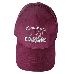 Gorra Gorra Castaño Belgas Caballo Borgoña Rojo Bordada Ajustable con Correa - Imagen 1 de 5