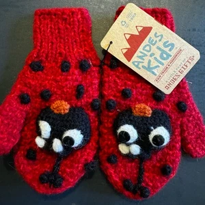 NWT Andes Gifts Kids Unisex Ladybug Mittens Alpaca Fair Trade & Handmade - Picture 1 of 7
