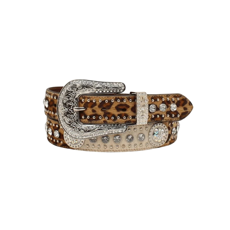 Cinturón occidental de pelo de becerro con estampado de leopardo Nocona para dama N320003402 Foto 1 de 1