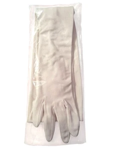 Vtg Long White Opera Length Gloves Pearl Buttons Nylon One Size 22" NIP USA - Picture 1 of 7