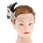 Woman Feather Headband 1920s  Diamond Beads Forehead Elastic Hairband