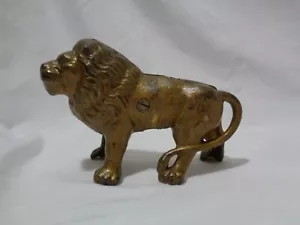 RARE Old Hubley Lion Cast Iron Still Coin Bank Tail Over Left Leg - Picture 1 of 12