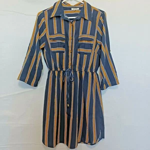 MPH Collection Women's lined collared front button 3/4 sleeve mini Dress Size PL - Picture 1 of 11