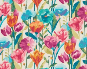 HARLEQUIN CURTAIN FABRIC DESIGN Verdaccio 1.5 METRES TURQUOISE/LIME/FUCHSIA - Picture 1 of 6