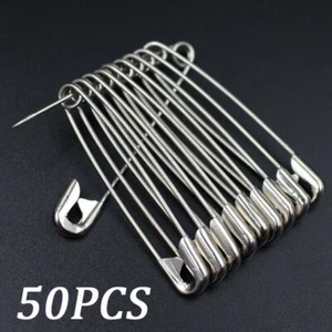 50 Safety Pins Silver 4 Sizes Small Medium Large Ex Sewing Craft Wedding Saftey - Picture 1 of 9