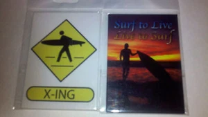 2 SURF Refrigerator Magnets Live to Surf & Surf Crossing Brand New Great Gift - Picture 1 of 1