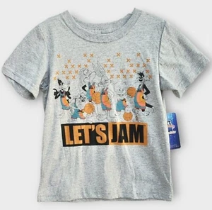 SPACE JAME Graphic T-Shirt Youth Tag Size 4/5 Gray Basketball - Picture 1 of 9