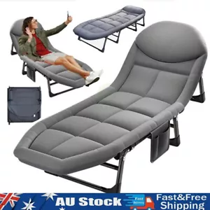 Portable Recliner Bedding Single Mattress Folding Bed Foldable Camping Chair+Mat - Picture 1 of 9