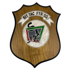 Vintage USAF 615th Tactical Fighter Squadron Wood Plaque Sign - Black Panthers - Picture 1 of 6