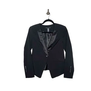 Blazer nero con bottone singolo Apostrophe baffo in raso taglia 2 - Foto 1 di 4