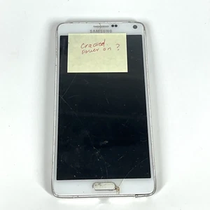 Samsung Galaxy Note 4 (SM-N910) 32gb White - Bad Screen - POWERS ON - FOR PARTS - Picture 1 of 3