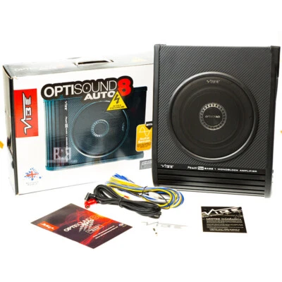 Vibe Optisound Auto 8 Active Underseat  Slim Subwoofer Bass Box Enclosure + Amp - Image 1 of 4