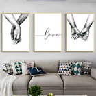 Love and Hand in Hand Wall Art Canvas Print Poster,Simple Fashion Black and Whit