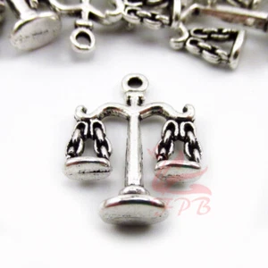 Scales of Justice Charms - 10/20/50 Antiqued Silver Plated 22mm Pendants SC9735 - Picture 1 of 4