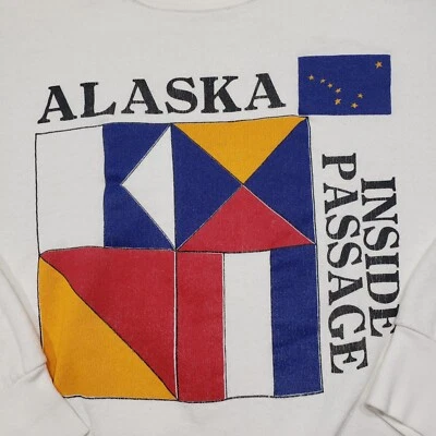 复古运动衫女式中号白色美国制造阿拉斯加内通道 — 第 1/4 张图片