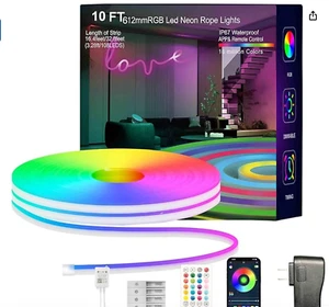 Neon Rope Lights, 10FT RGB LED Strip Lights, App Control, IR Remote, Outdoor IP6 - Picture 1 of 7
