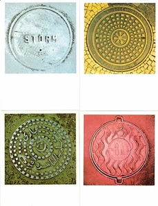 Sobres Manhole•Juego de 4 POSTALES•Paul Baars 1981•Belleza y arte bajo los pies - Imagen 1 de 1
