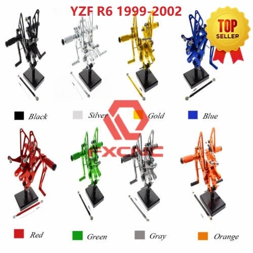 Para Yamaha YZF R6 1999-2002 2001 2000 CNC Reposapiés Reposapiés Foto 1 de 4