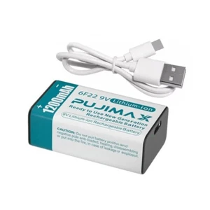 9v PP3 block 1200mAh lithium Li-ion battery rechargeable by USB - Picture 1 of 9